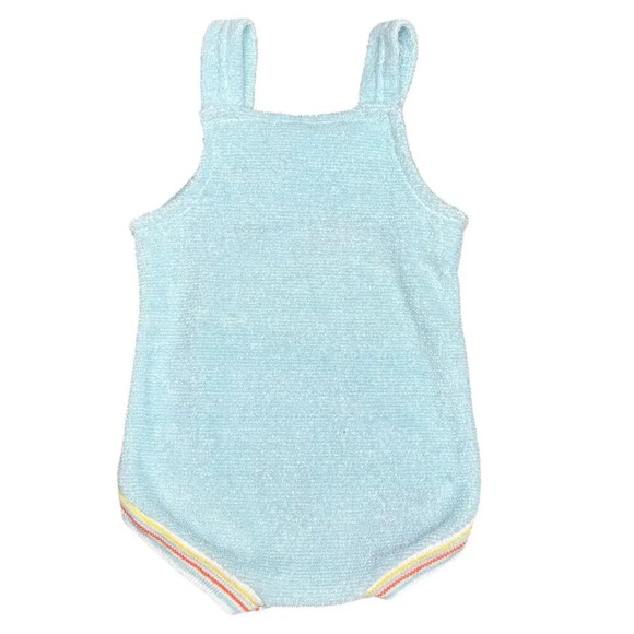 Vintage 70's Carter's Duck Bodysuit Blue Terry Terrycloth Baby Infant 6 Months - Picture 3 of 5